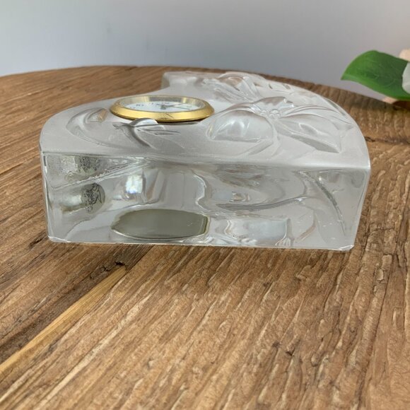 Cristal d'Arques France Genuine Lead Floral Vintage Quartz Clock - Picture 2 of 7